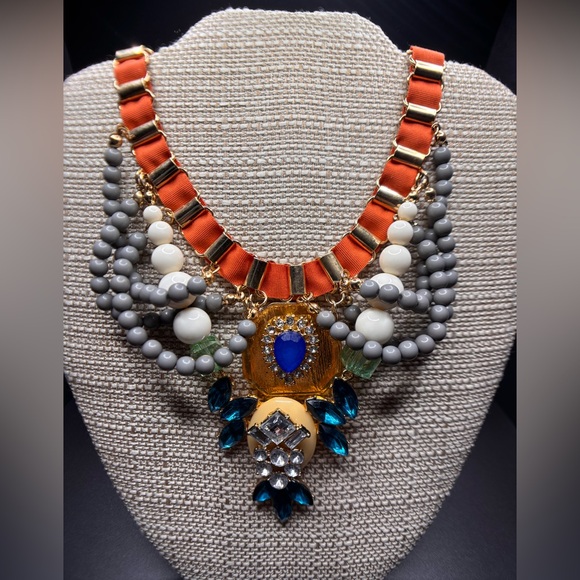 Royal Blue and Gold Crystal Necklace - Picture 1 of 2